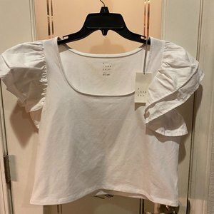 NEW A New Day - Double Ruffle Sleeve, Fun Flirty Shirt, Very Soft & Comfortable